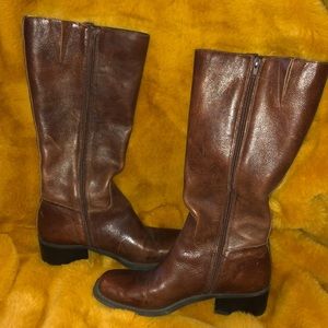 Brown leather riding boots